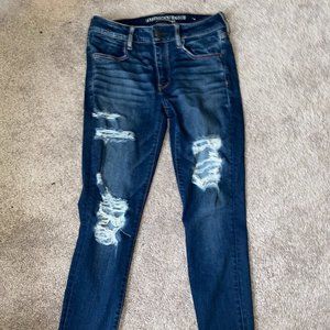 American Eagle Ripped Skinny Ankle Jeans